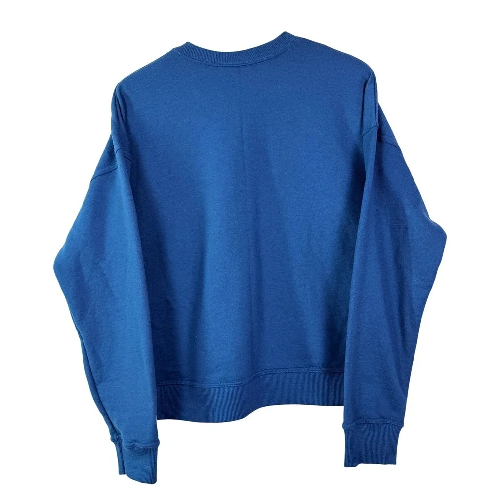 Champion Crewneck Sweatshirt Blue Green Logo Fleece‎ GF535 Mens Medium